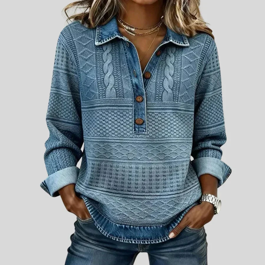 Anna™ | Vintage Cable Knit Collared Jumper