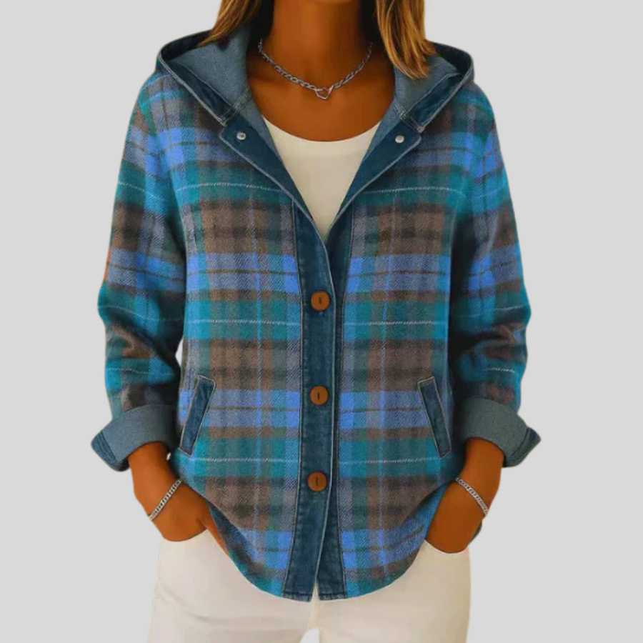 OLIVIA | Hooded plaid shacket