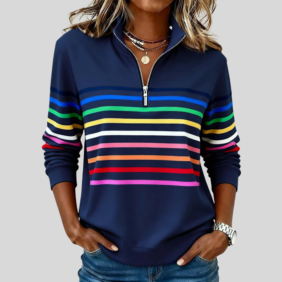 CHARLOTTE | Quarter-zip sweatshirt with multicolor stripes