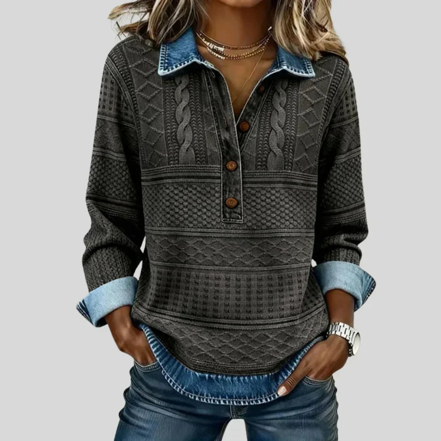 Anna™ | Vintage Cable Knit Collared Jumper