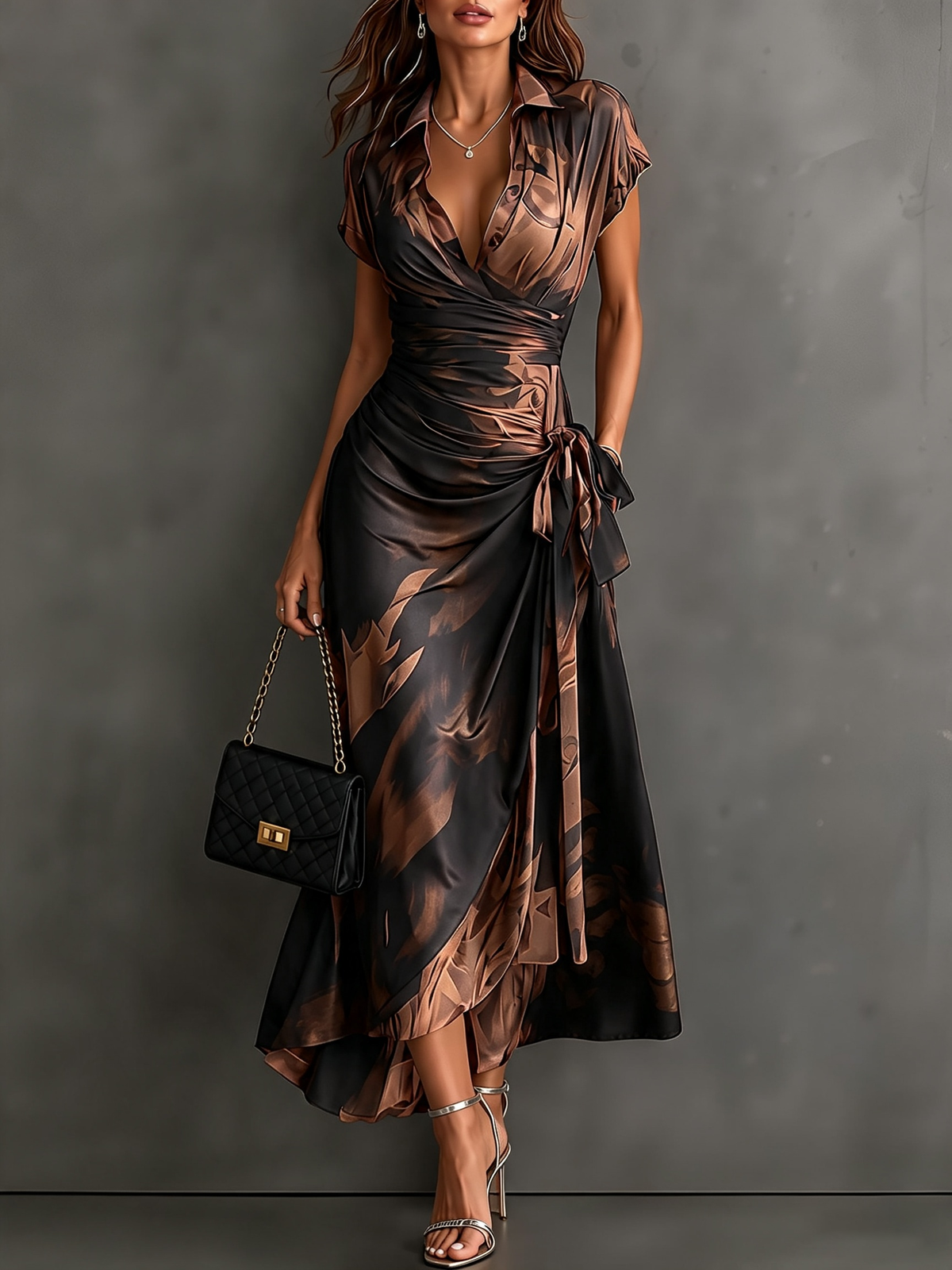 Patricia™ | Tummy-Control Midi Wrap Dress with Print