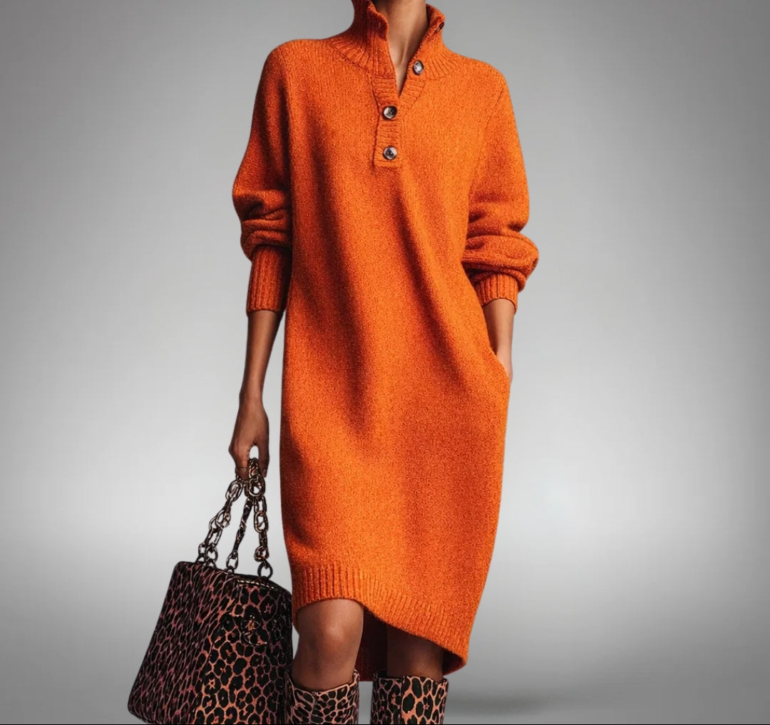 Celeste | Button-Collar Sweater Dress