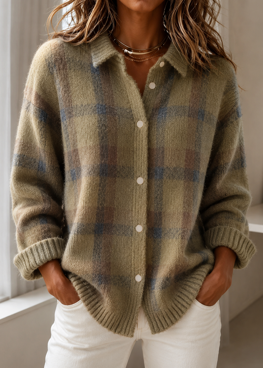 DANA | Plaid knit cardigan