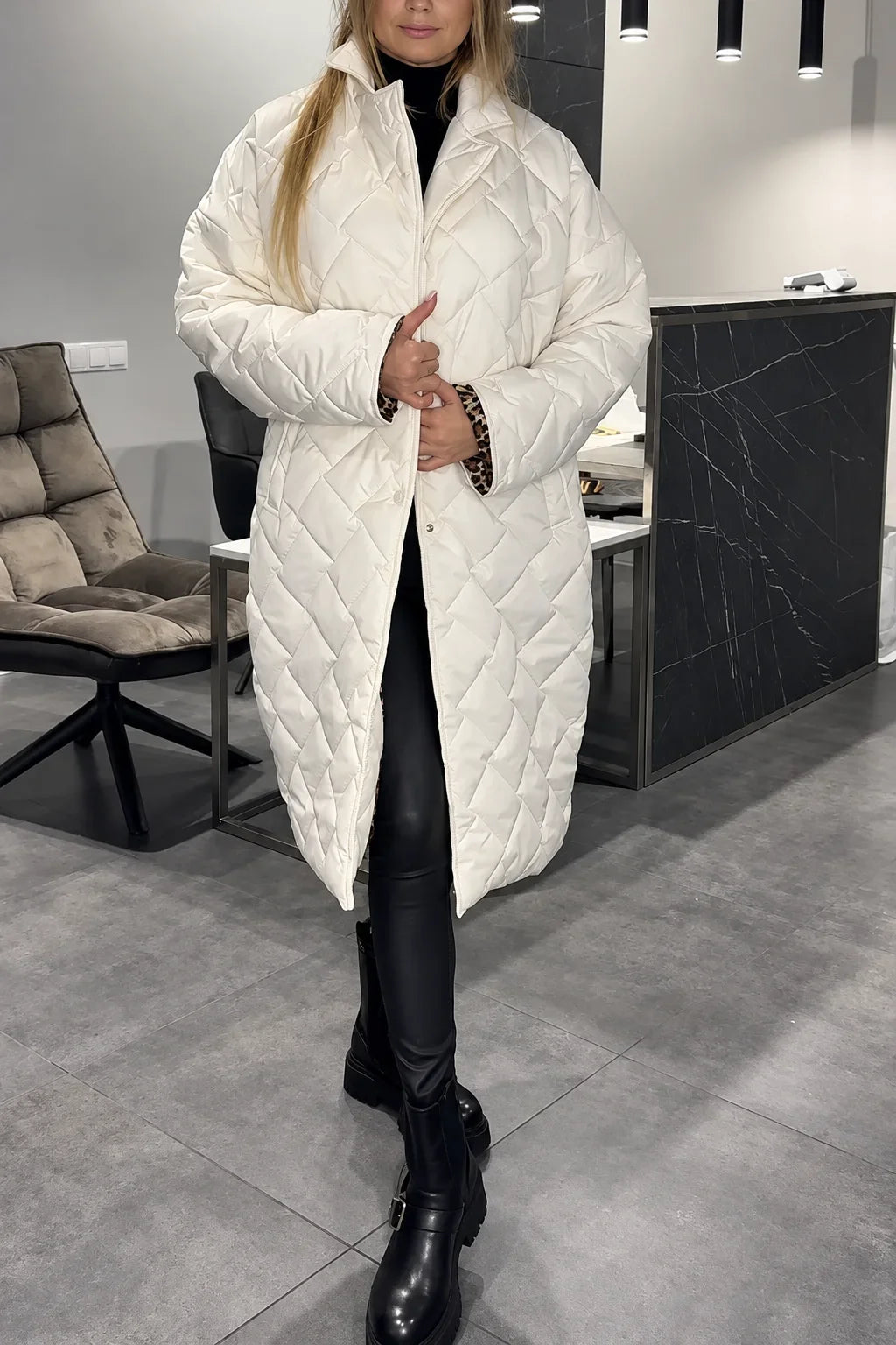 Kendall | Quilted Leopard-Lined Coat