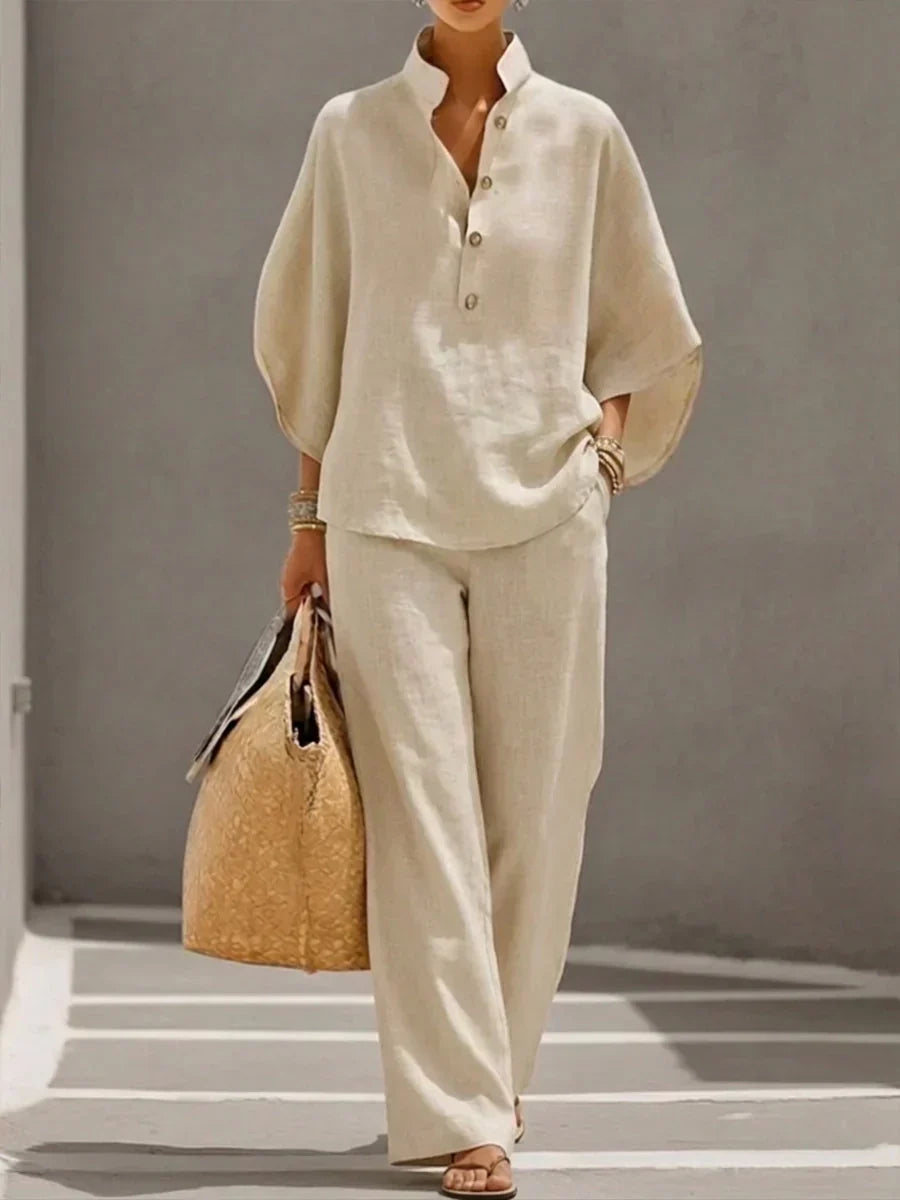 Maribel | Batwing Sleeve & Wide-Leg Pants Set